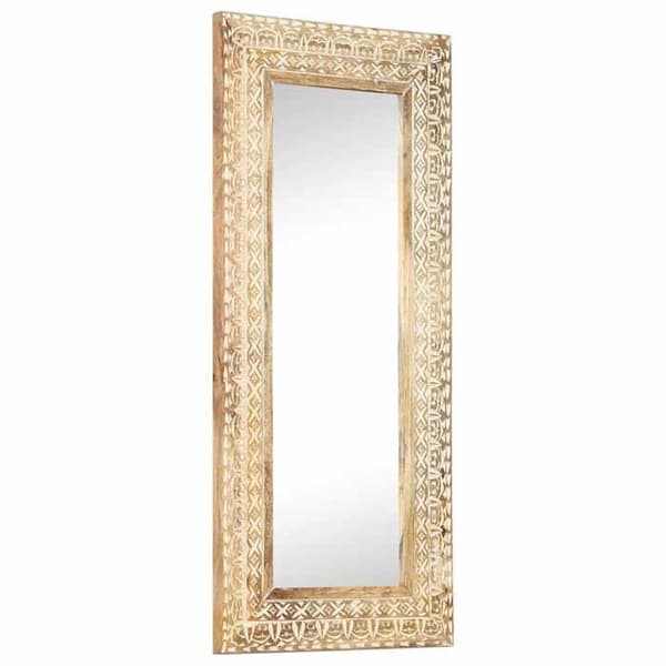 Maison Exclusive - Håndskåret spejl 110x50x2,6 cm Solid mangotræ