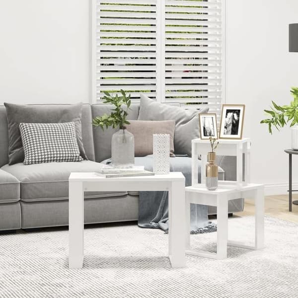 Sideborde - MAISON EXCLUSIVE - 3 stykker - Hvid glans - Ingeniørtræ - Stabelbare