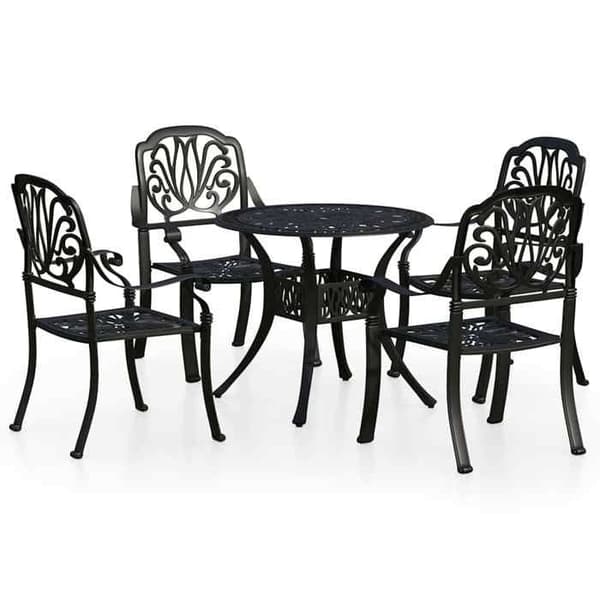 Maison Exclusive - Bistro sæt 5 stk. støbt aluminium sort