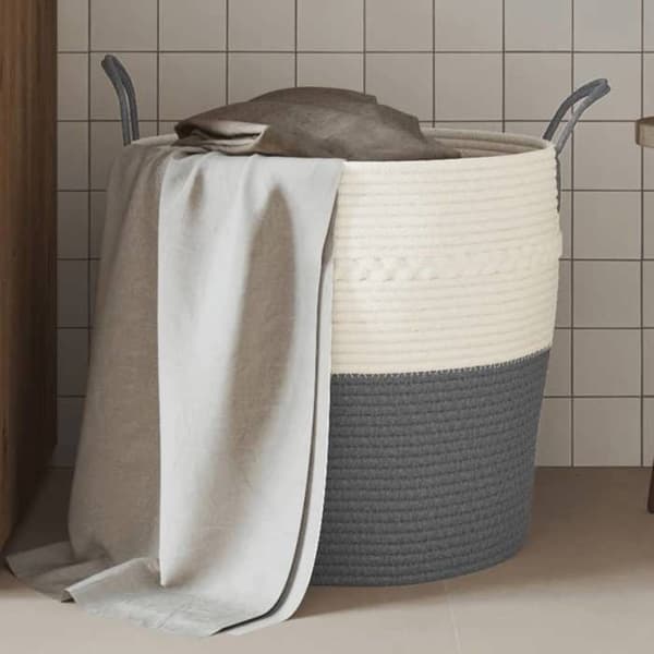 Maison Exclusive - Förvaringskorg grå och vit Ø43x38 cm bomull grått och vitt