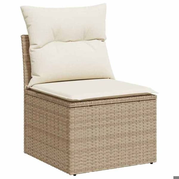 Maison Exclusive - Puutarhakalusteet tyynyillä 9 kpl beige punottu muovi
