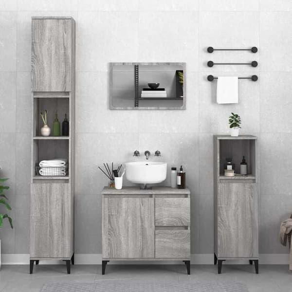 Maison Exclusive - Badeværelsesskab sonoma grå 30x30x100 cm