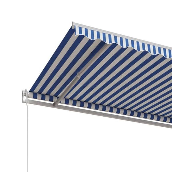 Maison Exclusive - Elektrisk markis 6 x 3,5 m Randig blå och vit 100 % polyester Blå och vit