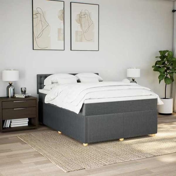 Maison Exclusive - Sengebunde med madras Mørkegrå 140x200cm Stof