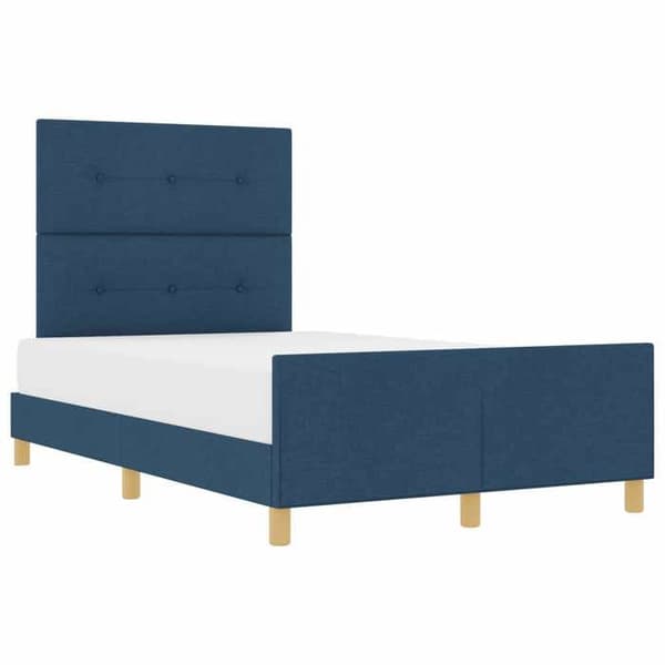 Sängram - EXKLUSIV HEM - 120 x 200 cm - Sammetstyg - Dold förvaring - Ribbor ingår Blå