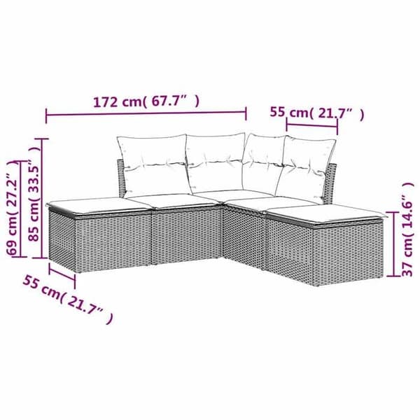Maison Exclusive - Trädgårdsmöbler med kuddar 5 delar brun flätad resin