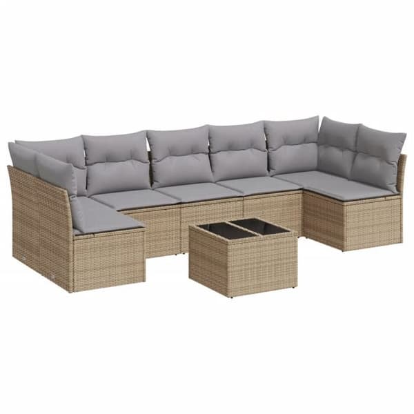 Maison Exclusive - Trädgårdsmöbler med kuddar 8 delar beige flätad resin