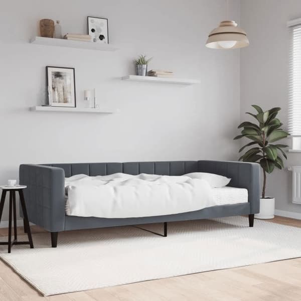 Maison Exclusive - Dagbädd med mörkgrå madrass 90x200 cm i sammet mörkgrå