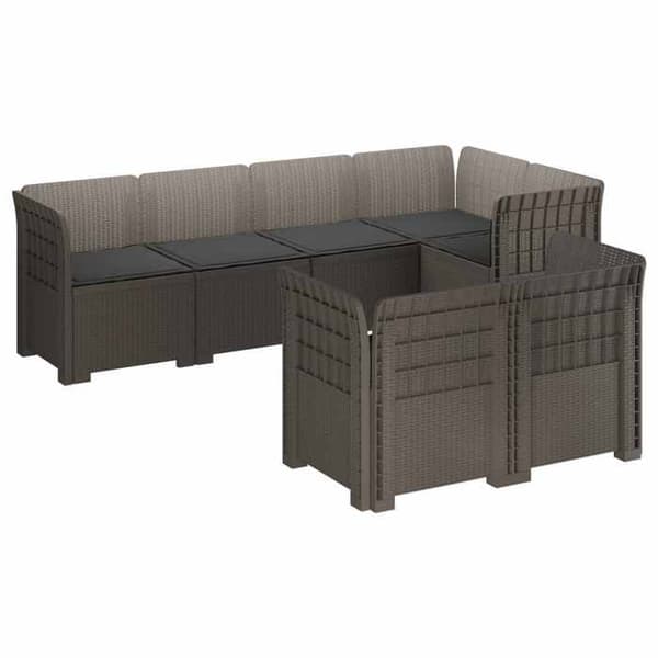 Maison Exclusive - Trädgårdsoffa 7 Platser med Kuddar Rattanlook PP