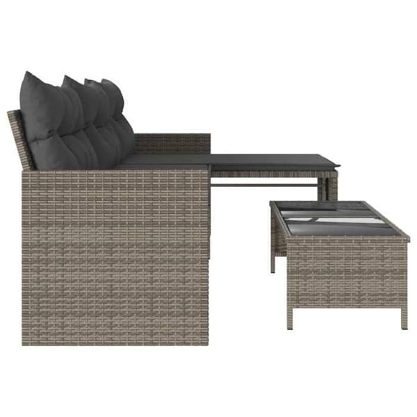 Maison Exclusive - Ute-soffa med bord och grå L-formade kuddar