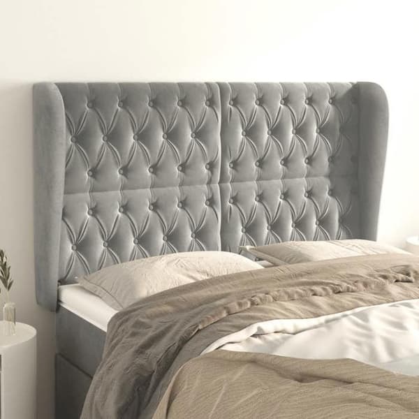 Maison Exclusive - Pääty, jossa korvat, Vaaleanharmaa 163x23x118/128 cm Sametti ljusgrått