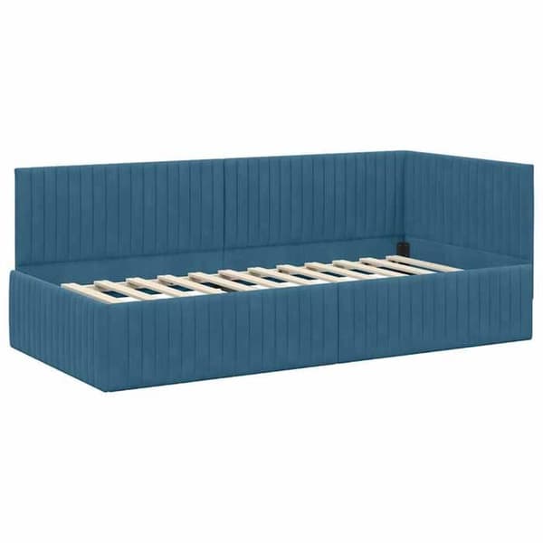 Maison Exclusive - Blå hörnsängram 90 cm x 190 cm Sammet