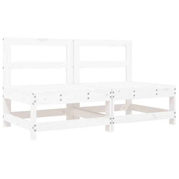 Maison Exclusive - Centrala soffor med kuddar 2 st vit massiv furu Vit