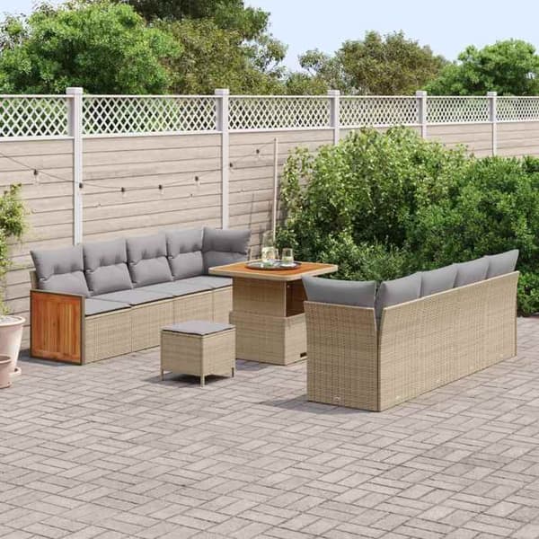 Maison Exclusive - 11 hengen puutarhakalustesarja 11 kpl Beige ja Vaaleanharmaa