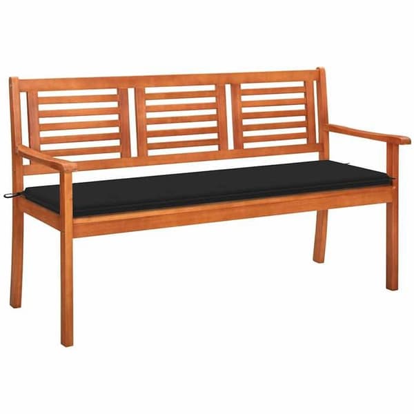 Maison Exclusive - Bænk til haven 3 pladser med pude 150 cm Eucalyptus træ