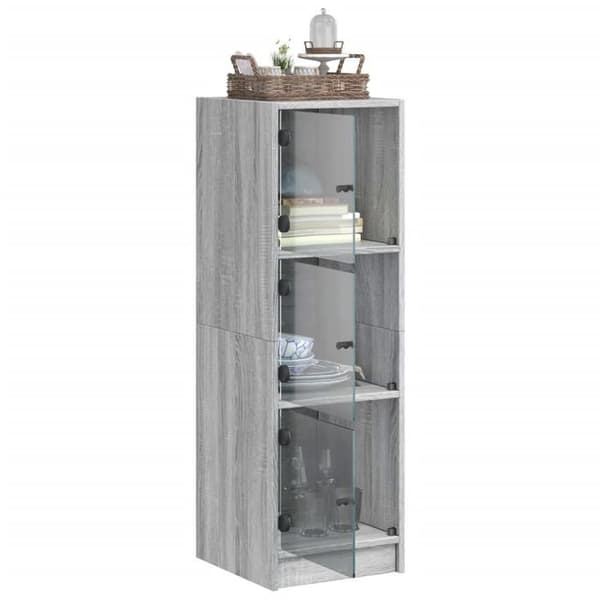 Maison Exclusive - Buffet med glasdøre sonoma grå 35x37x109 cm