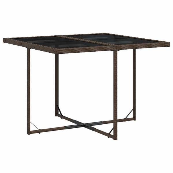 Maison Exclusive - Trädgårdsset med matbord och kuddar 9 delar brun polyrotting