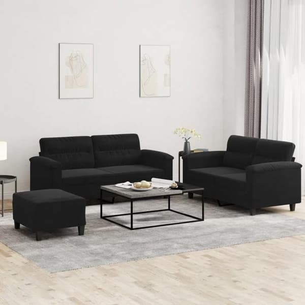 Maison Exclusive - Sæt af 3 sofaer med sorte puder i mikrofiberstof