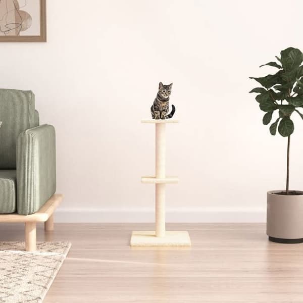 Maison Exclusive - Kissanpuu, jossa on kreppikuituinen raapimispuu, 73 cm Grädde