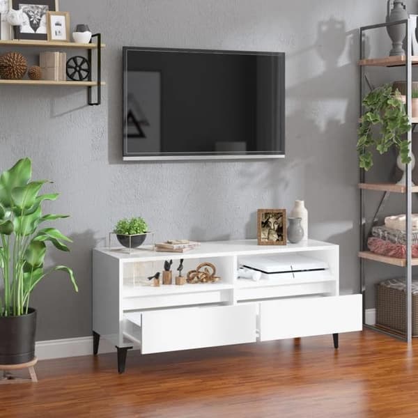 Maison Exclusive - Hvid blank TV-møbel 100x34,5x44,5 cm ingeniørtræ Vit