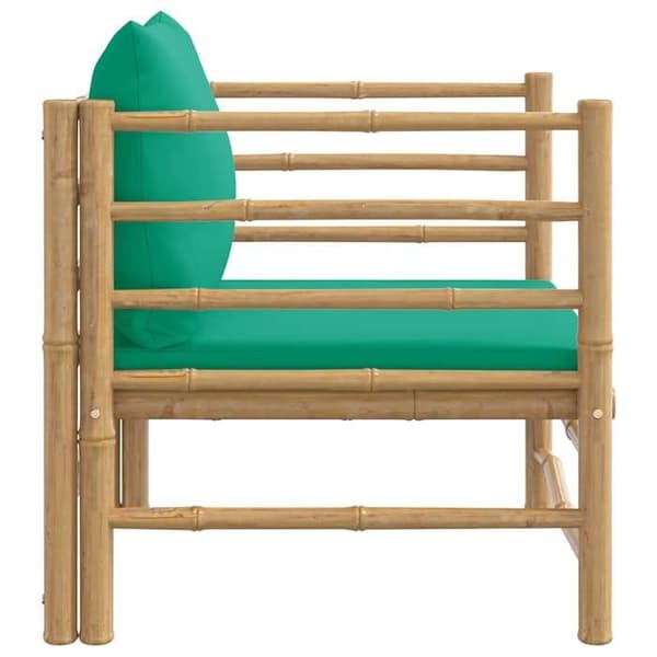 Maison Exclusive - Puutarhatuoli bambu-vihreillä tyynyillä bambu grön