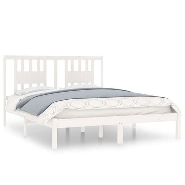 Sengestel - EKSKLUSIV HUS - 140x200 - Hvid - Massivt træ - Lamelseng Vit