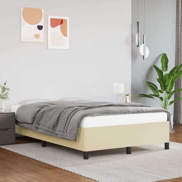 Maison Exclusive - Vuodekehys Kermansävy 120x200 cm Keinonahkaa Grädde