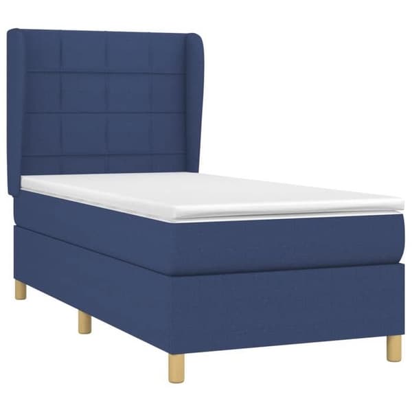 Maison Exclusive - Sengestel med springmadras Blå 90x200 cm Stof