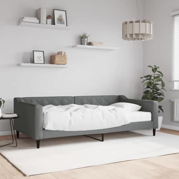 Maison Exclusive - Dagbädd med mörkgrå madrass 100x200 cm tyg Mörkgrå
