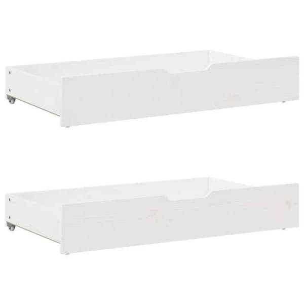 Seng i dag - EKSKLUSIV HUS - 90x190 cm - Massivt træ - 2 skuffer - Lamelseng Vit