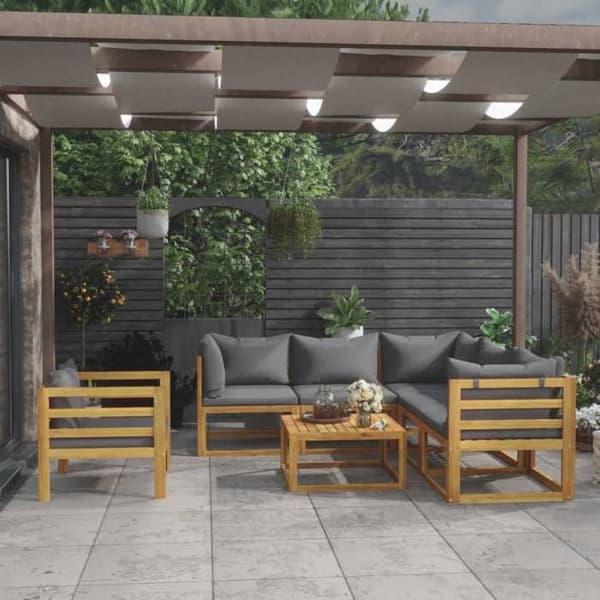 Maison Exclusive - Havegruppe 7 stk med pude i solid akacietræ