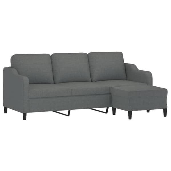 Maison Exclusive - 3-sitssoffa med fotstöd Mörkgrå 180 cm Tyg Mörkgrå