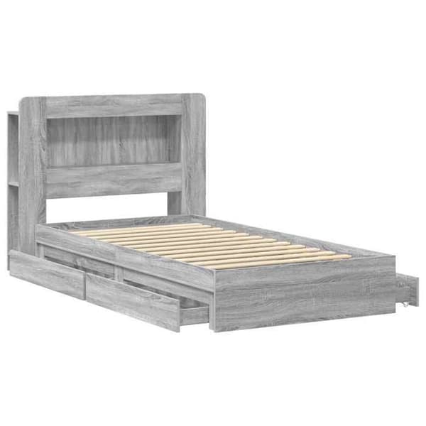 Maison Exclusive - Sengestel med opbevaring og skuffe Sonoma grå 90 x 200 cm Sonoma grå