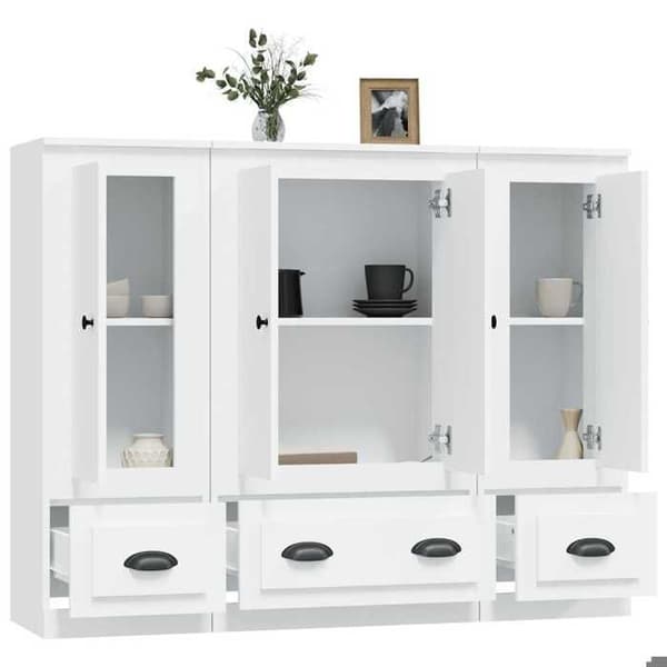 Maison Exclusive - 3 stk. buffet i hvidt ingeniørtræ