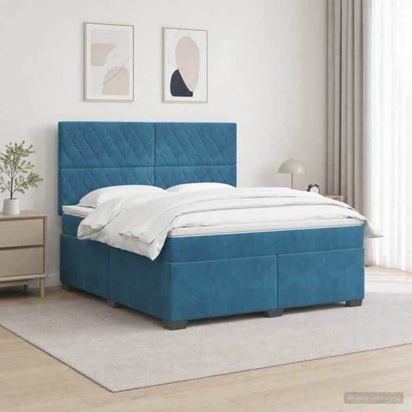 Maison Exclusive - Boxspring seng med madras Blå 140 x 200 cm Velour