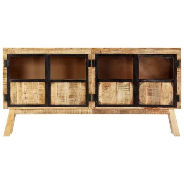 Maison Exclusive - Buffet Brun og sort 160x30x80 cm Solid rå mangotræ brunt och svart