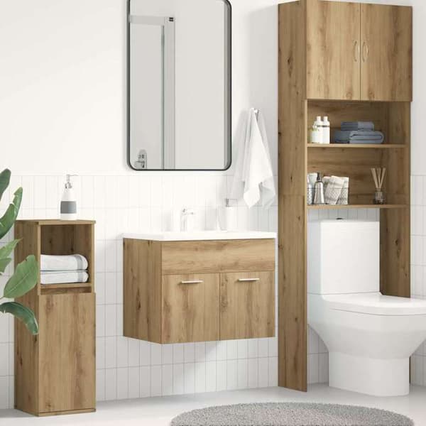 Maison Exclusive - Badeværelsesmøbel under vask i massivt egetræ 60 x 38,5 x 46 cm ingeniørtræ