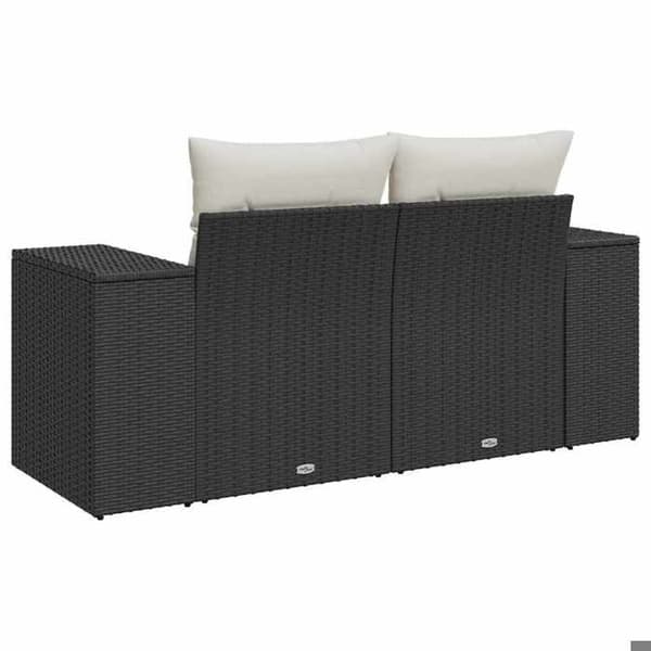 Maison Exclusive - Trädgårdsoffa med kuddar 2 platser svart flätad resin