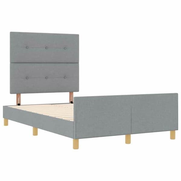 Sängram - EXKLUSIV HEM - Modern - 120 x 190 cm - Ljusgrå sänggavel - Sammet & förvaring Ljusgrått