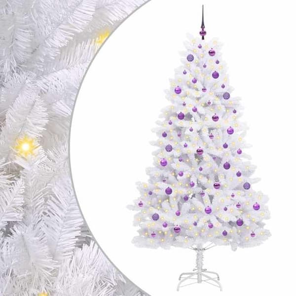 Kunstigt juletræ - EKSKLUSIV HUS - 210 cm - Hvid - Ledningsførte grene - LED 8 tilstande USB Vit