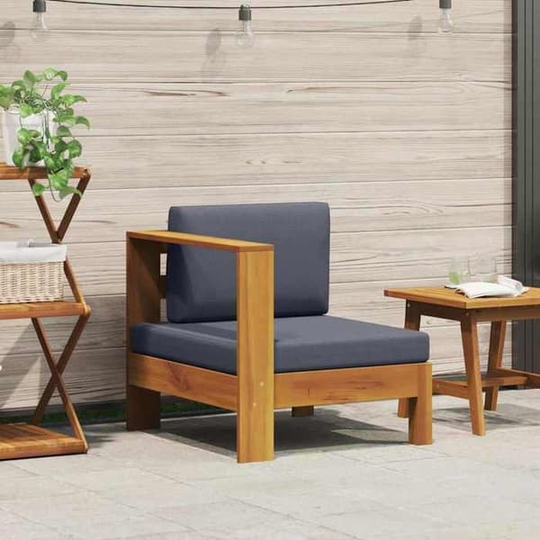 Maison Exclusive - Central sofa med 1 armlæn Mørkegrå Solid akacietræ