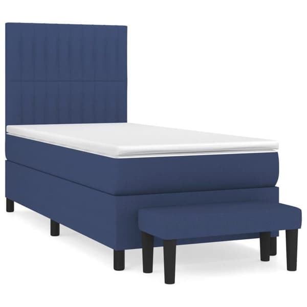 Maison Exclusive - Sengestel med springmadras Blå 90x200 cm Stof