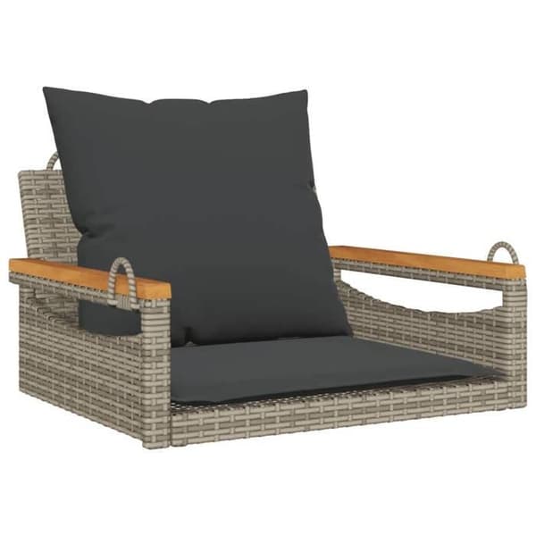 Maison Exclusive - Balanssoffa med grå kuddar 63x62x40 cm flätad resin