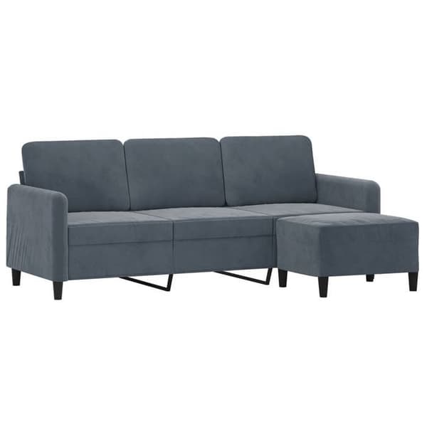 Maison Exclusive - 3-sitssoffa med fotpall Mörkgrå 180 cm Sammet Mörkgrå