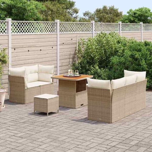 Maison Exclusive - 8 osan beige polyrottinkinen puutarhakalustesetti