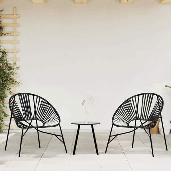Maison Exclusive - Set med 3 svarta trädgårdsstolar i flätad resin