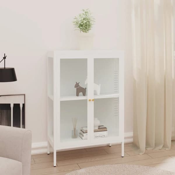 Maison Exclusive - Buffé Vit 75x35x105 cm Stål och glas