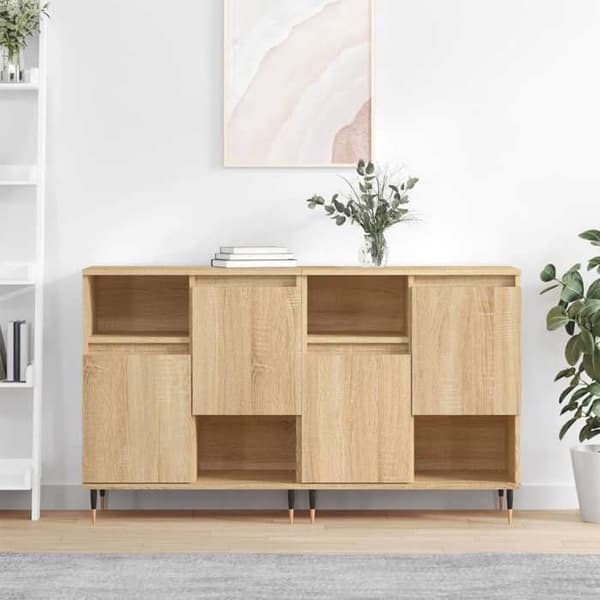 Maison Exclusive - Buffeter 2 stk. egetræ sonoma ingeniørtræ Sonoma ek
