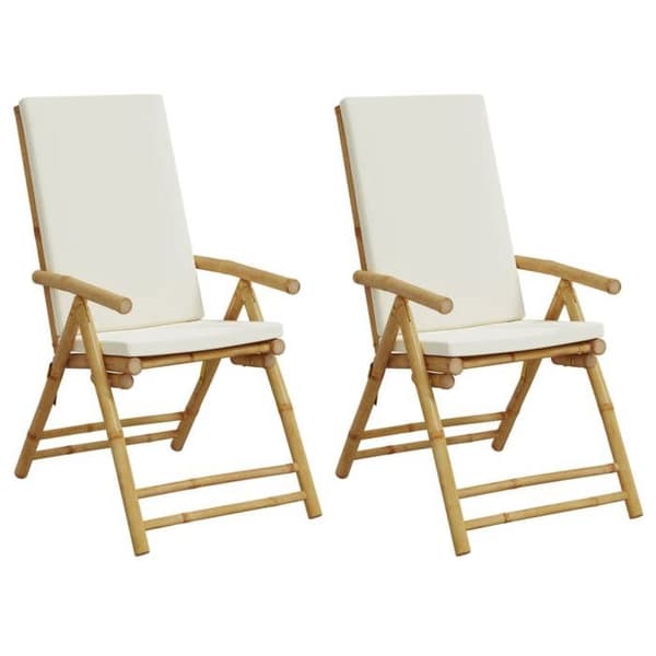 Maison Exclusive - Have liggestole foldbare sæt af 2 bambus puder