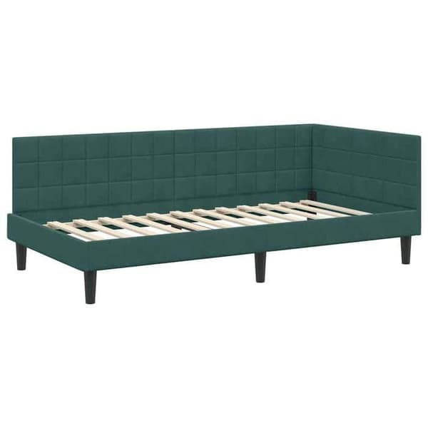 Maison Exclusive - Mörkgrön hörnsängram 90 cm x 190 cm Sammet
